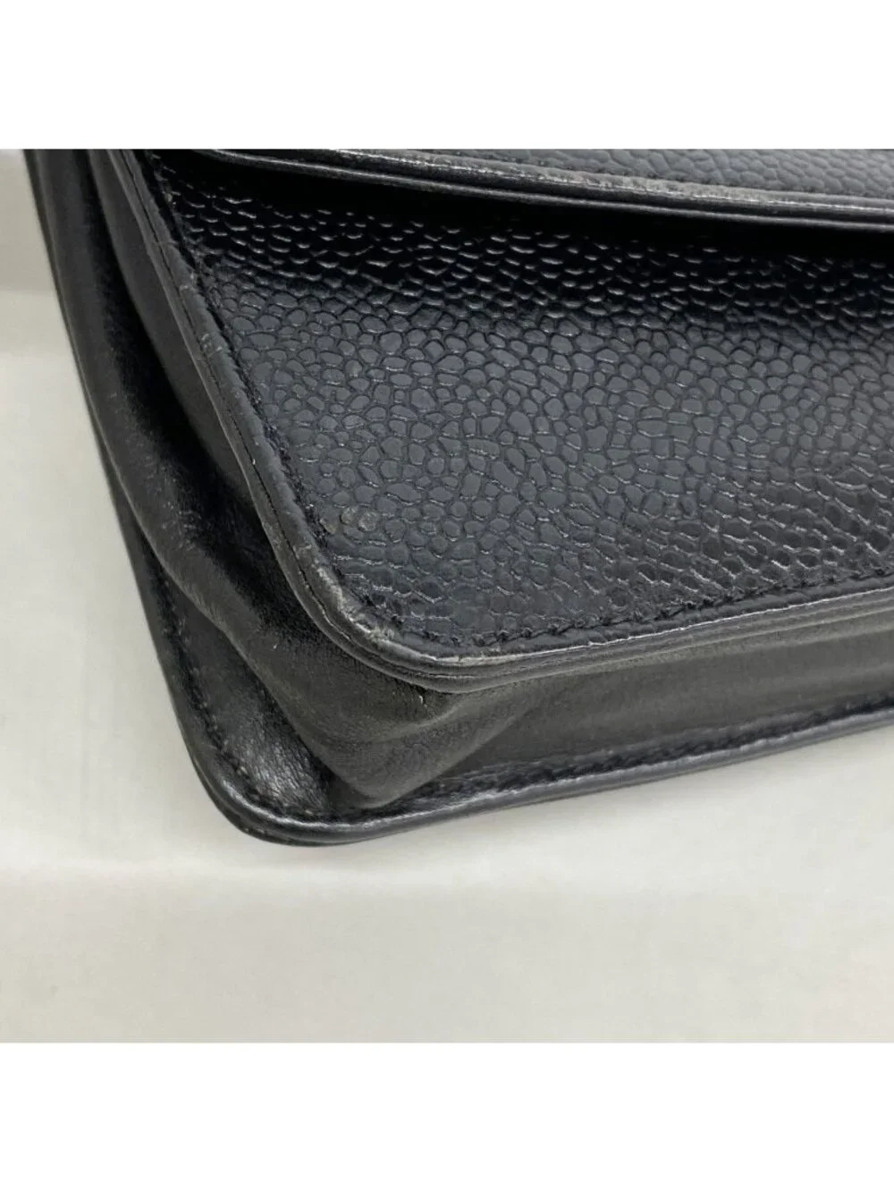 Chanel Shoulder Wallet Caviar Leather Black Gold